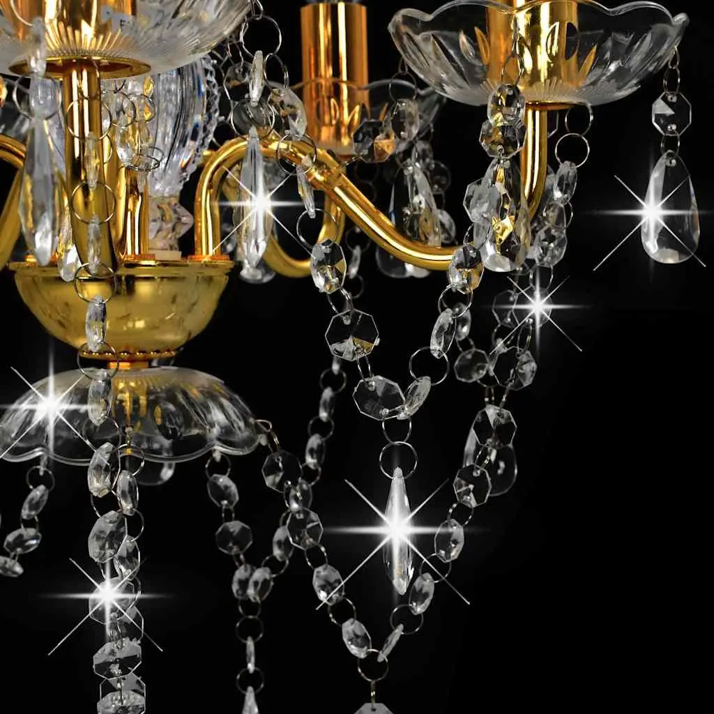 Chandelier for Home Lighting 5 Arm Round Size with Crystal Beads