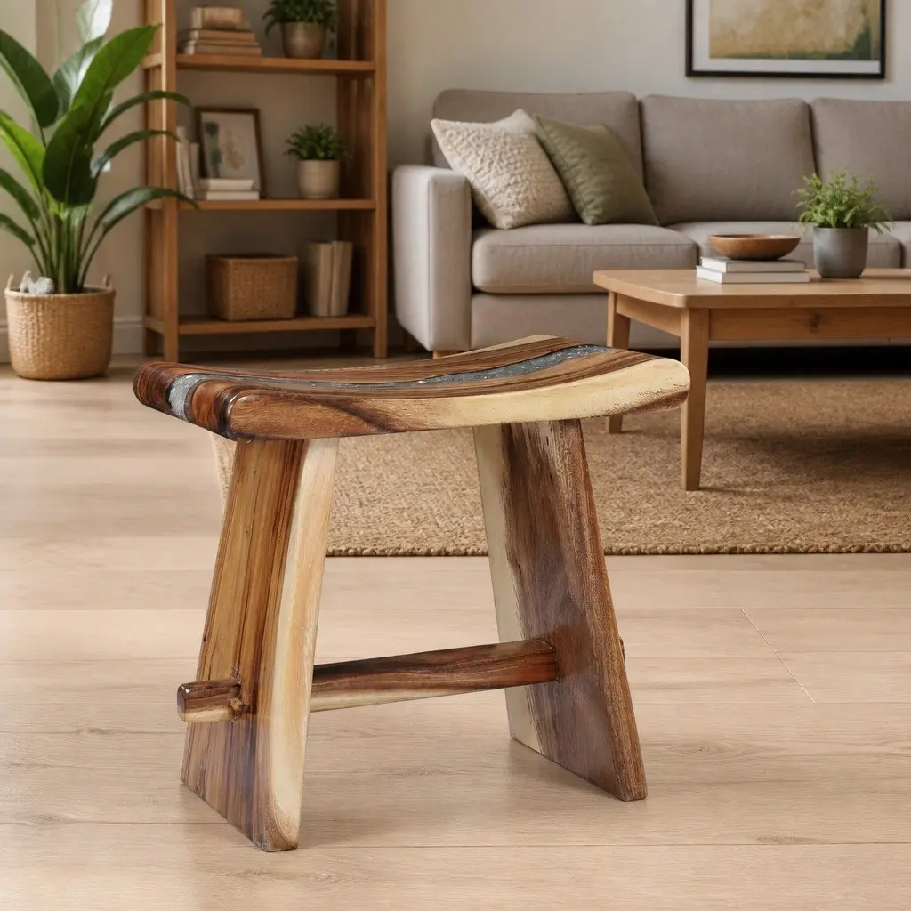 Solid Wood and Polyresin Stool