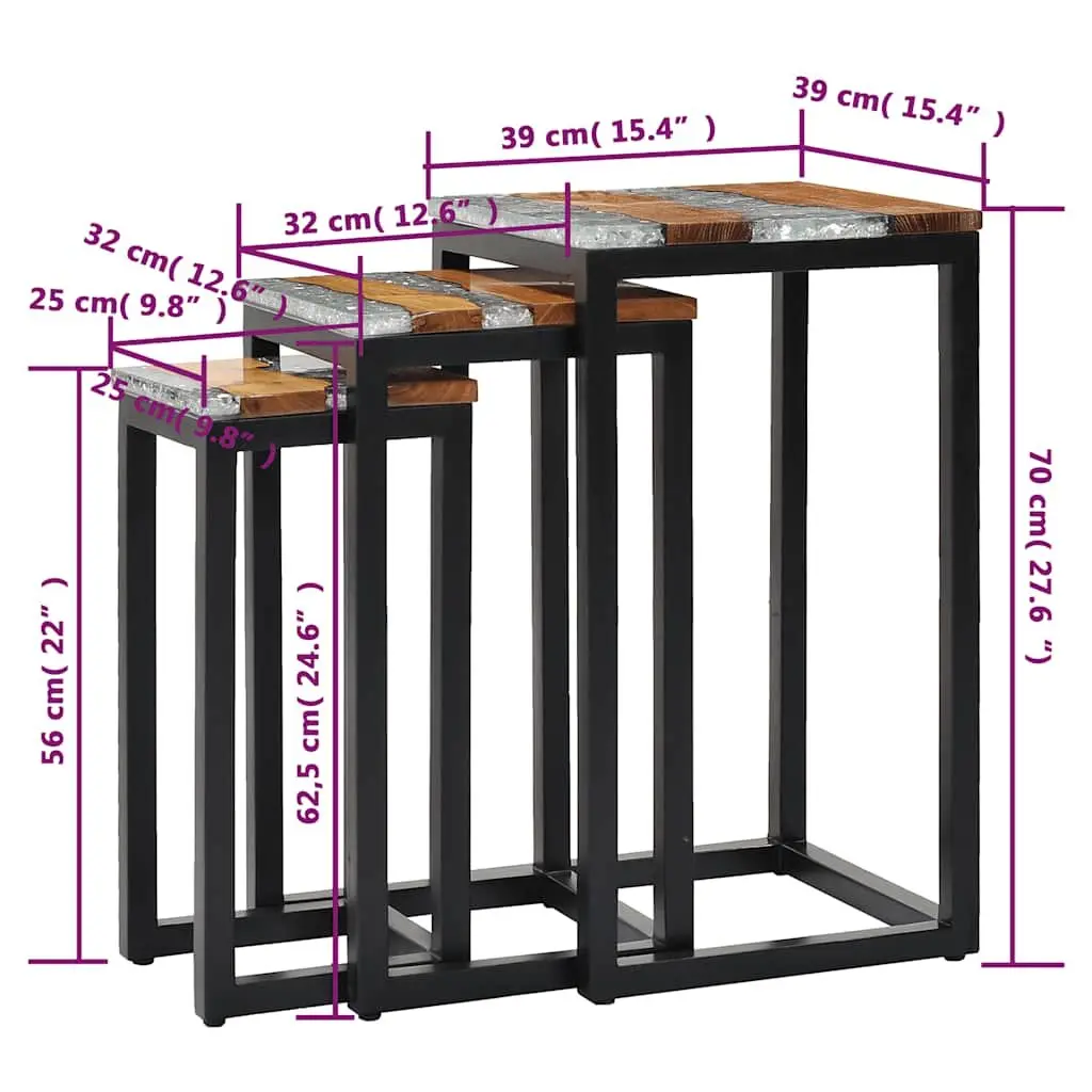 3 Piece Nesting Tables Set