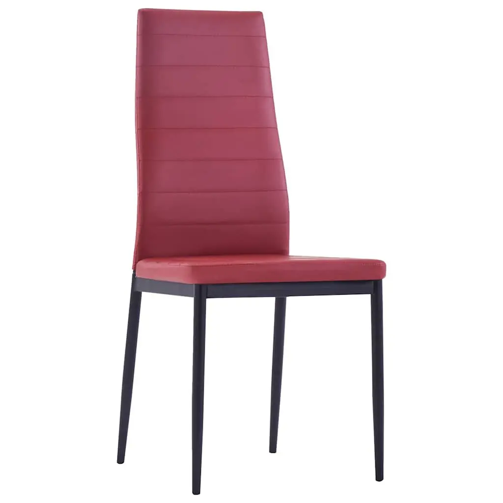 Five Piece Dining Set Modern Table Chairs Wine Red Tempered Glass Kitchen Room