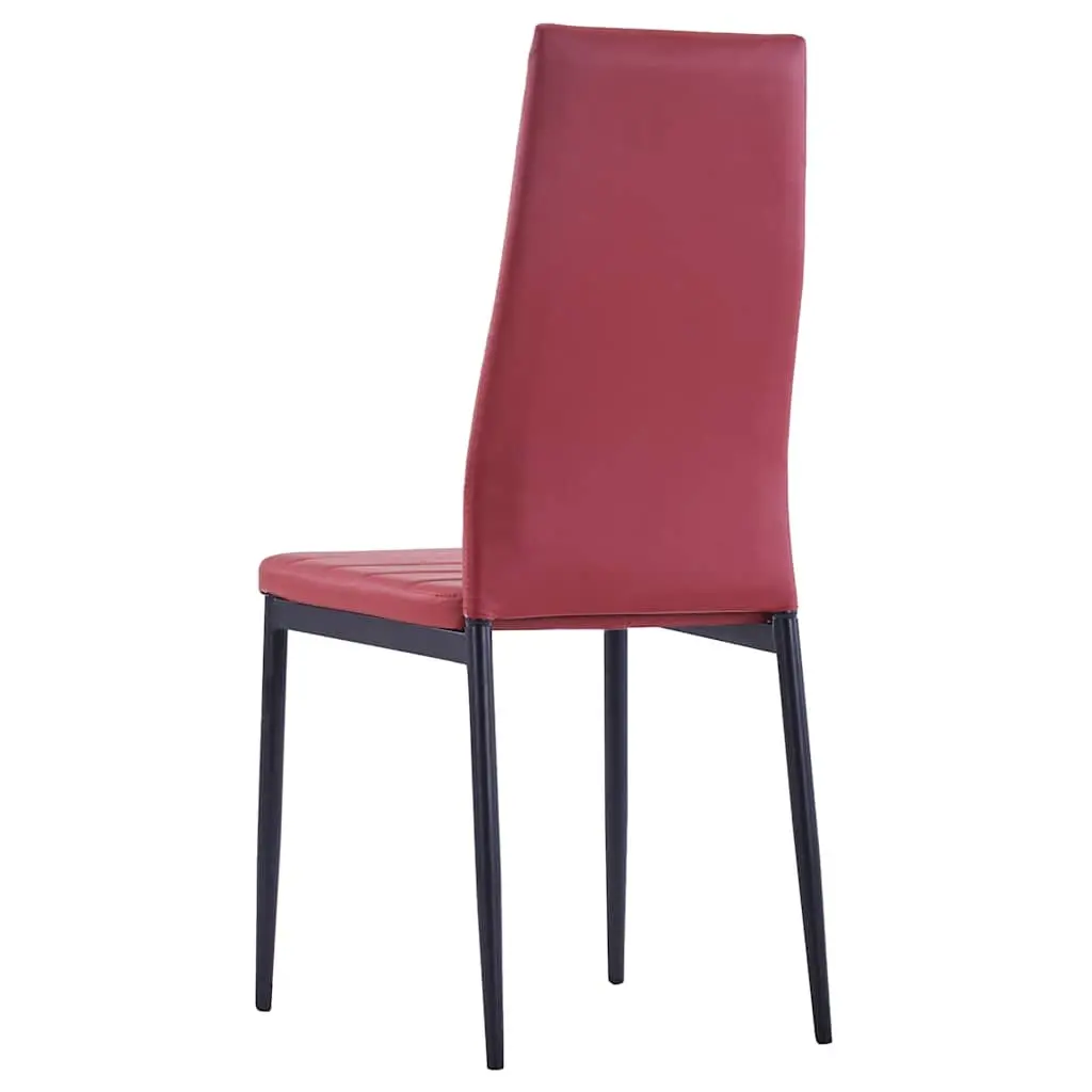 Five Piece Dining Set Modern Table Chairs Wine Red Tempered Glass Kitchen Room
