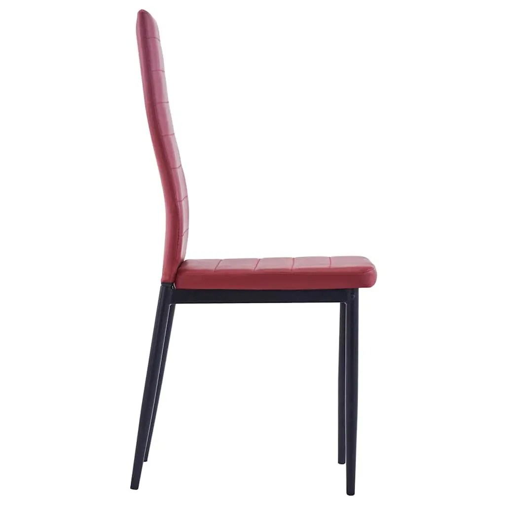 Five Piece Dining Set Modern Table Chairs Wine Red Tempered Glass Kitchen Room