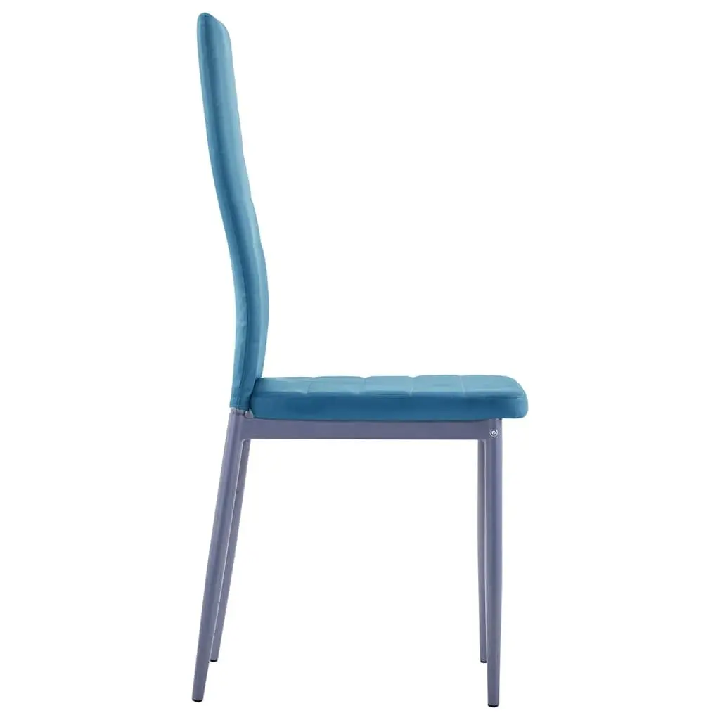 Dining Table Set 7 Piece Modern Kitchen Furniture with 6 Chairs Blue