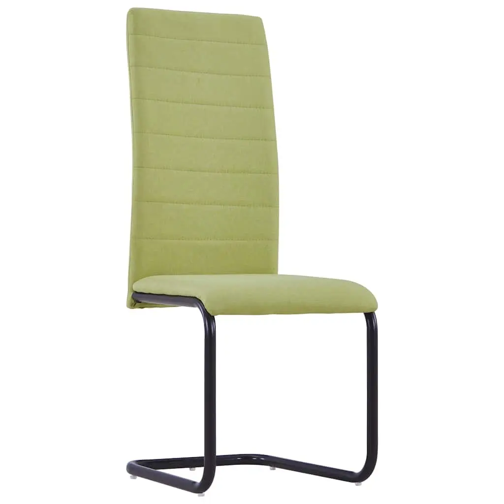Cantilever Dining Chairs Modern Fabric Green Set of 4 for Kitchen Room Seating