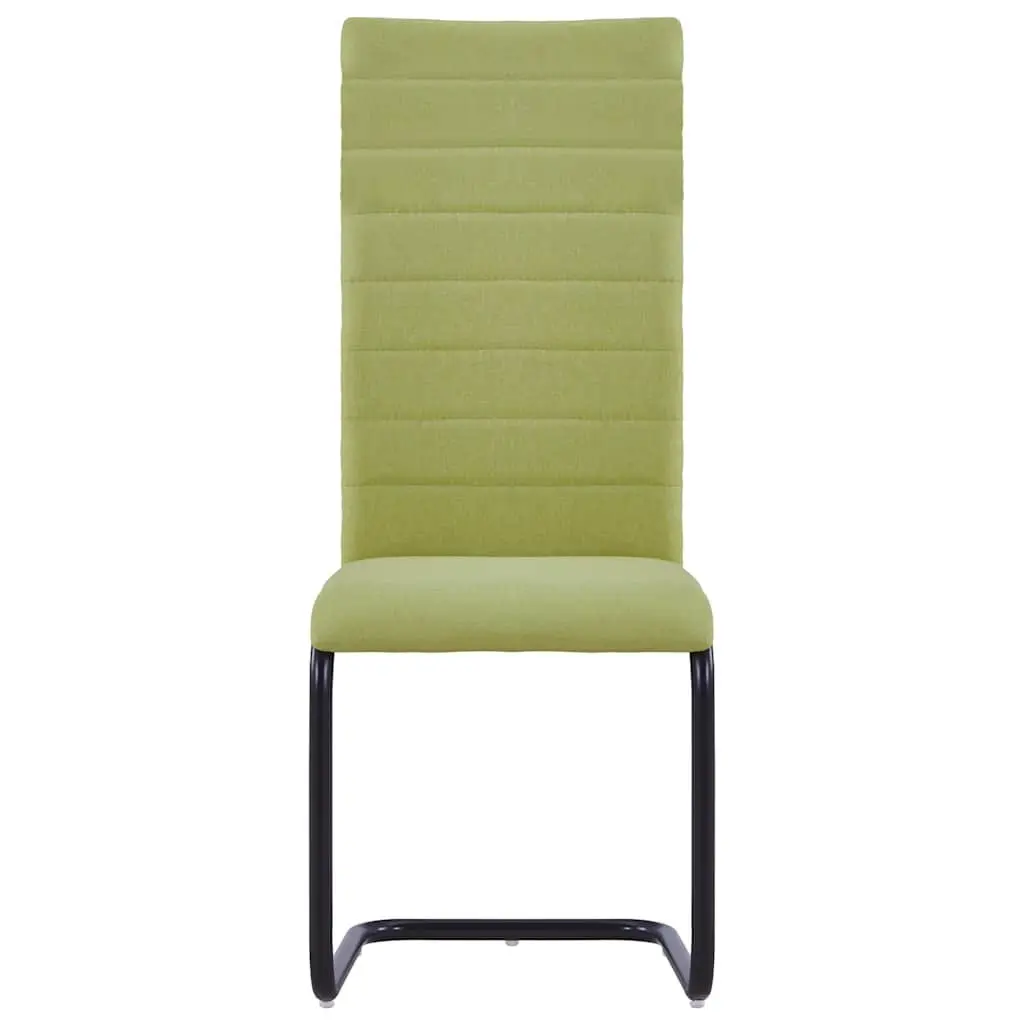Cantilever Dining Chairs Modern Fabric Green Set of 4 for Kitchen Room Seating