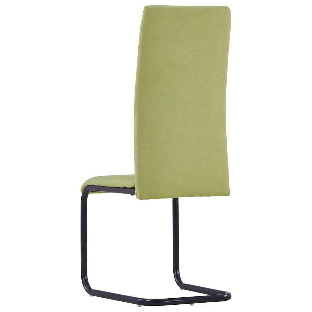 Cantilever Dining Chairs Modern Fabric Green Set of 4 for Kitchen Room Seating
