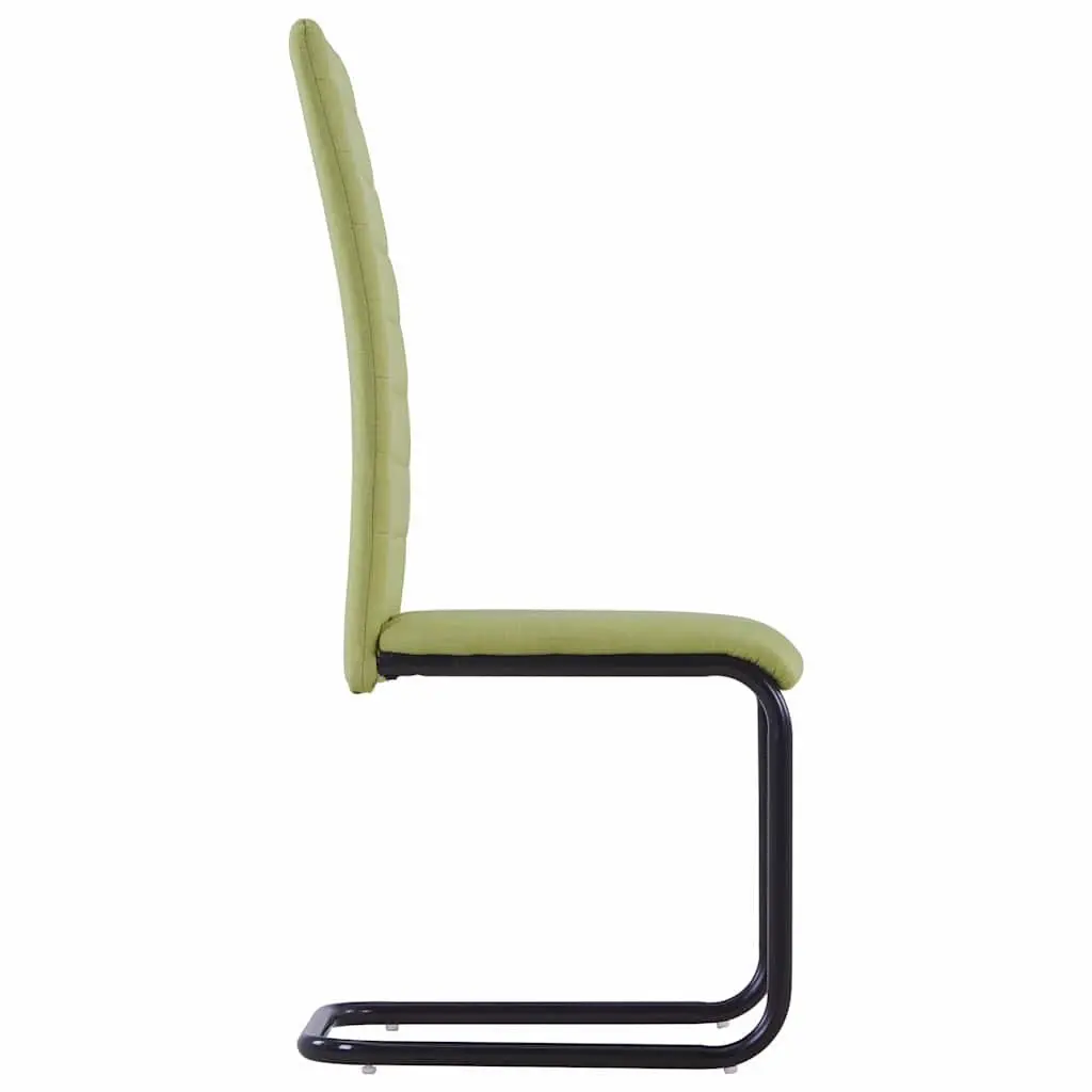 Cantilever Dining Chairs Modern Fabric Green Set of 4 for Kitchen Room Seating