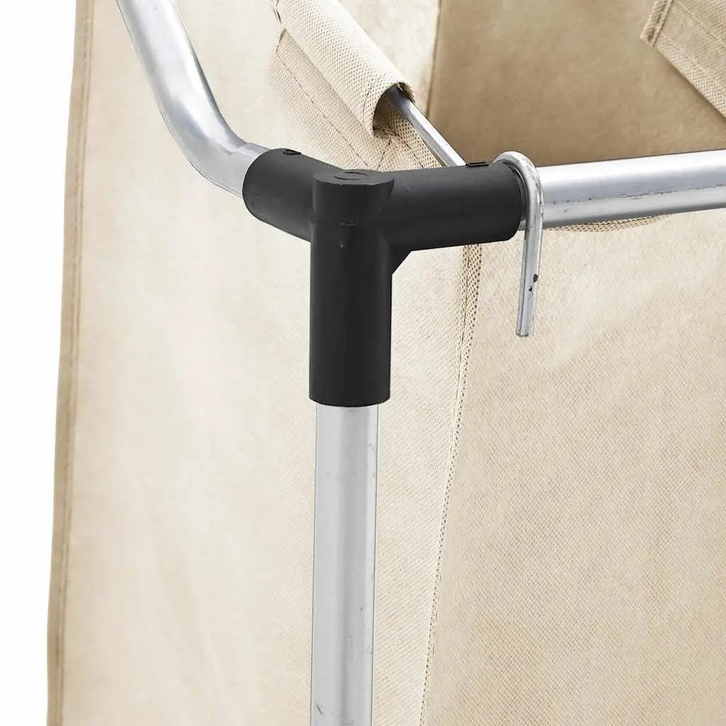 Laundry Sorter for Home 4 Bags Cream Steel Frame with Wheels and Handles