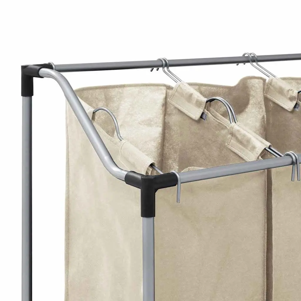 Laundry Sorter for Home 4 Bags Cream Steel Frame with Wheels and Handles