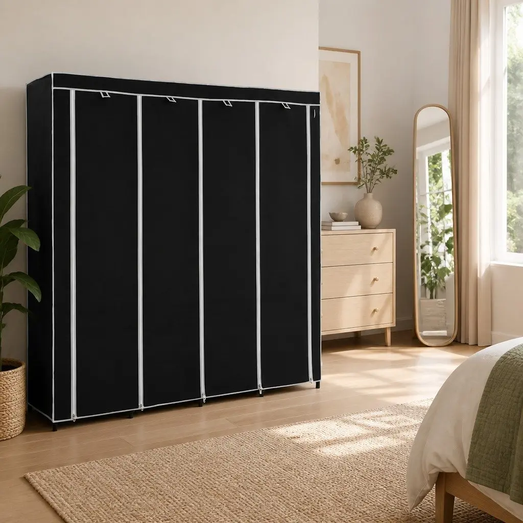 Black Wardrobe Storage Cabinet 175x45x170cm