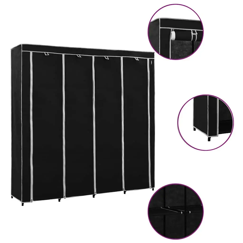 Wardrobe Storage Cabinet for Clothes Organiser Black 175x45x170cm