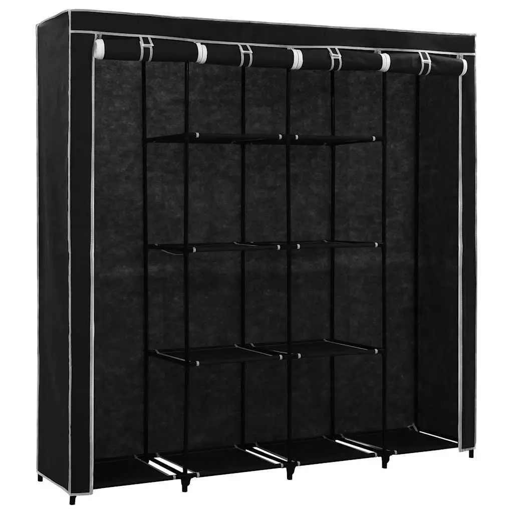 Wardrobe Storage Cabinet for Clothes Organiser Black 175x45x170cm