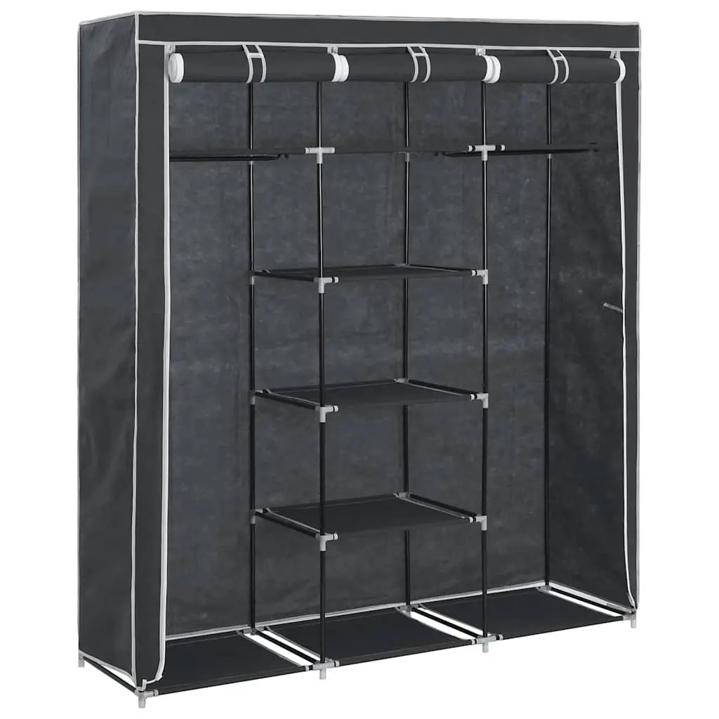 Portable Wardrobe Storage Cabinet for Bedroom Black 150 x 45 x 175 cm