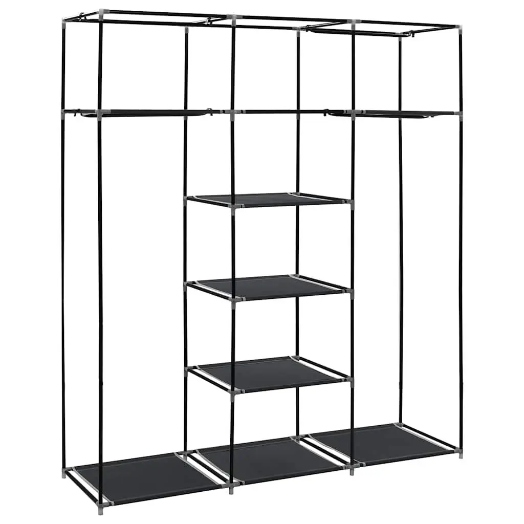 Portable Wardrobe Storage Cabinet for Bedroom Black 150 x 45 x 175 cm