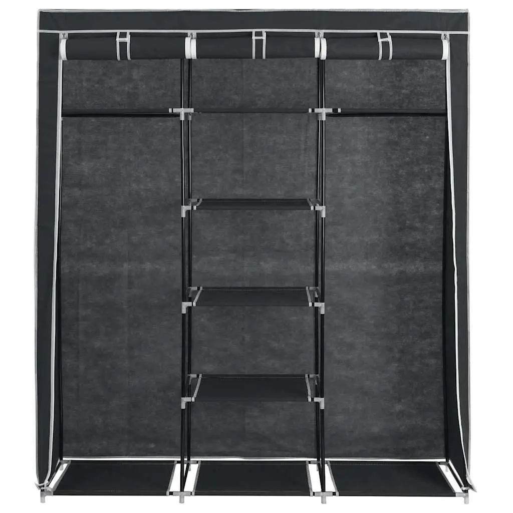 Portable Wardrobe Storage Cabinet for Bedroom Black 150 x 45 x 175 cm
