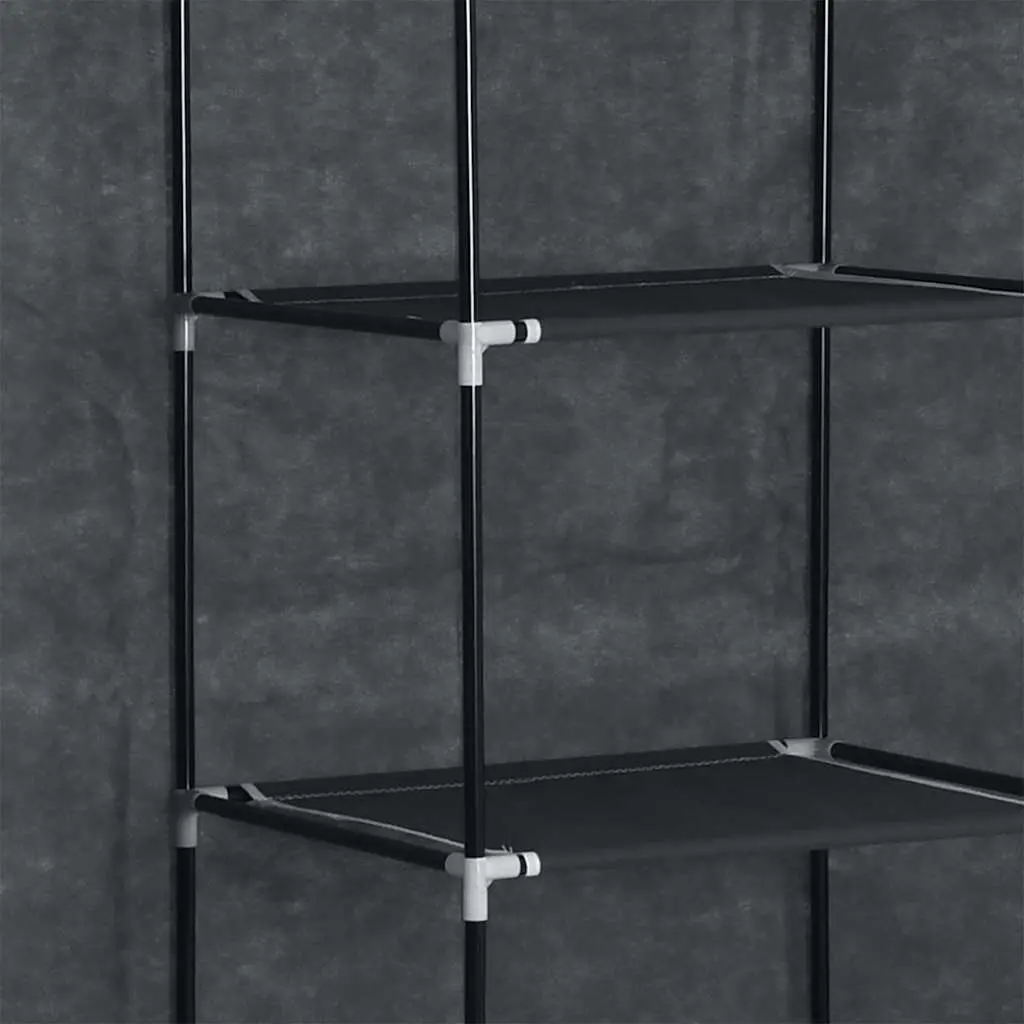 Portable Wardrobe Storage Cabinet for Bedroom Black 150 x 45 x 175 cm