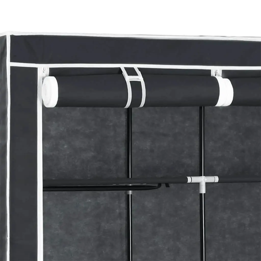 Portable Wardrobe Storage Cabinet for Bedroom Black 150 x 45 x 175 cm