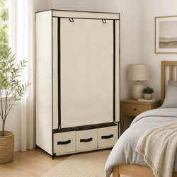 Cream Wardrobe - Moisture-Resistant and Spacious