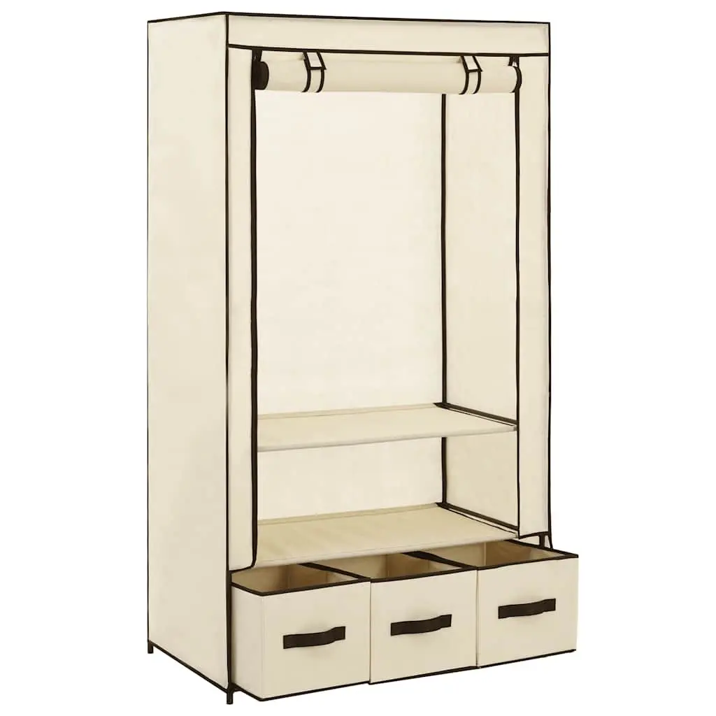Fabric Wardrobe Cream Portable Closet Storage Cabinet Bedroom 87 x 49 x 159 cm