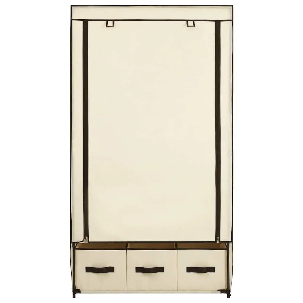 Fabric Wardrobe Cream Portable Closet Storage Cabinet Bedroom 87 x 49 x 159 cm