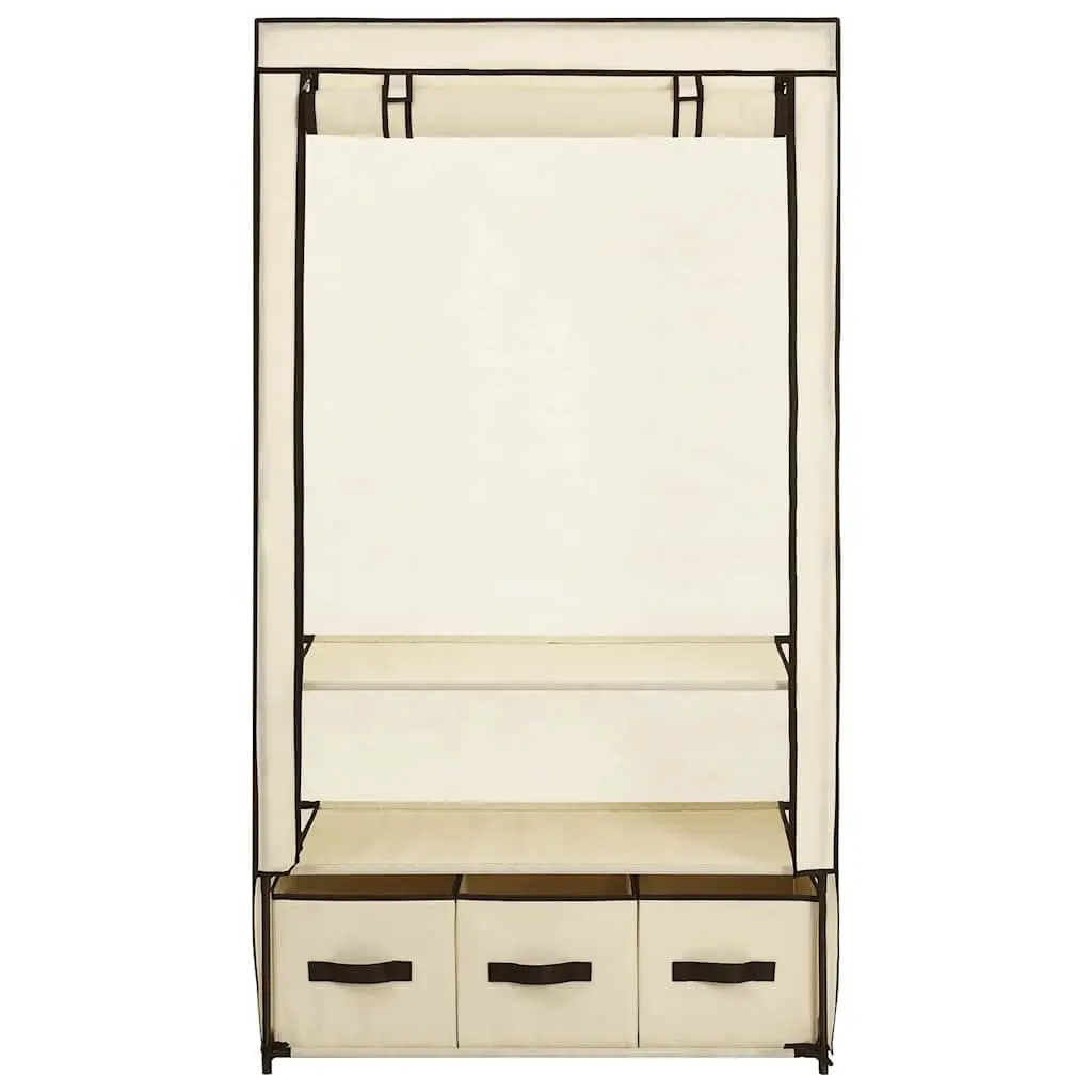 Fabric Wardrobe Cream Portable Closet Storage Cabinet Bedroom 87 x 49 x 159 cm