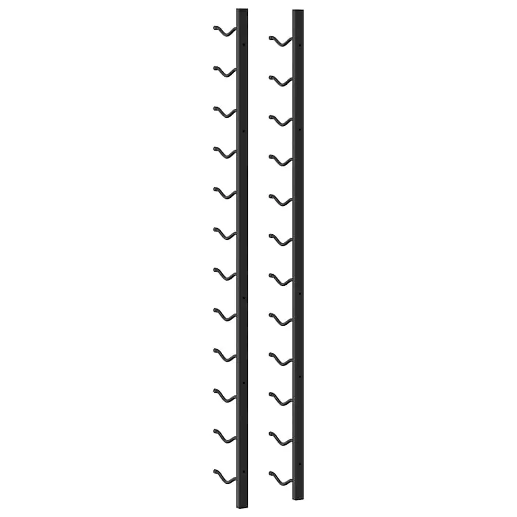 Wall Mounted Wine Rack for Home Use Black Iron 12 Bottle Capacity