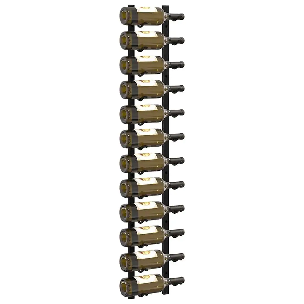 Wall Mounted Wine Rack for Home Use Black Iron 12 Bottle Capacity