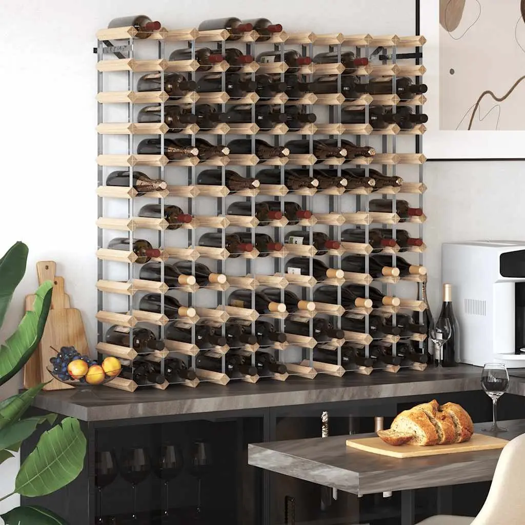 Beige Wooden 120 Bottle Wine Rack