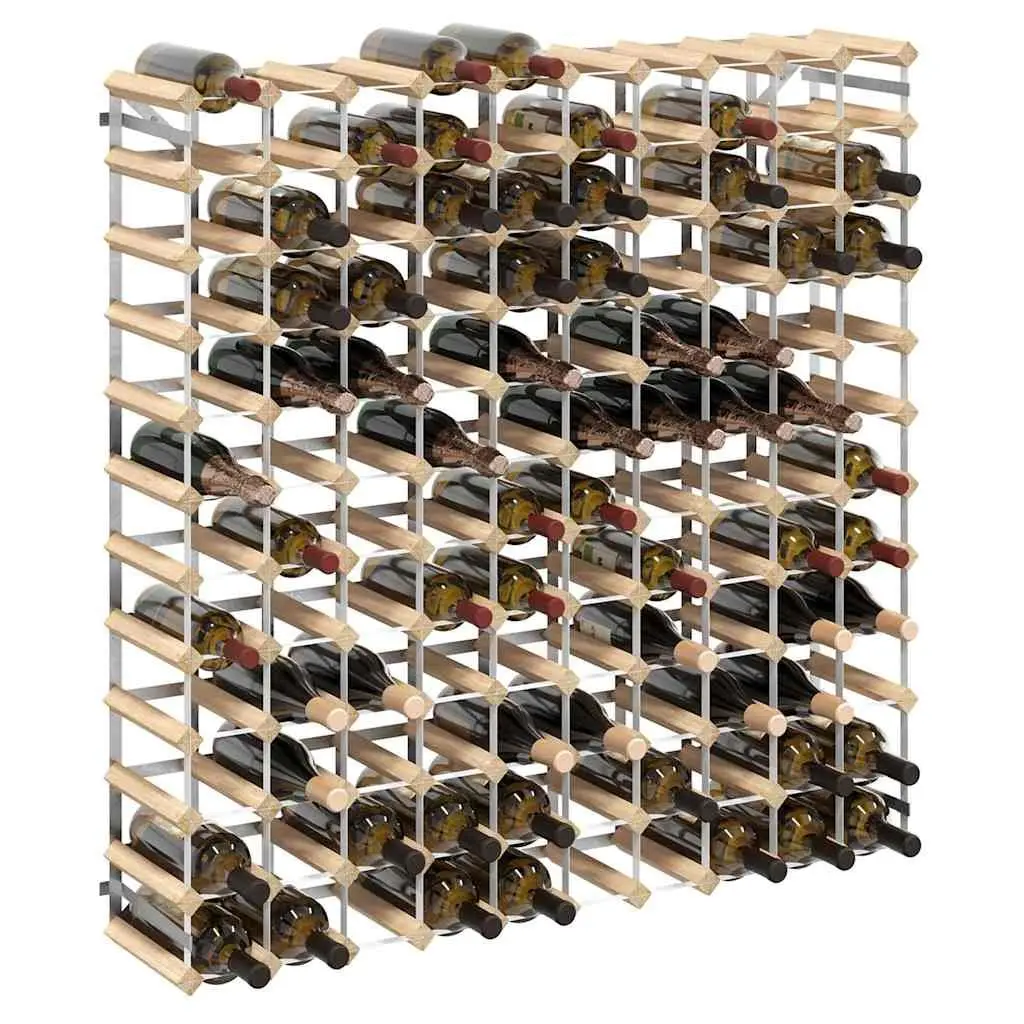 Beige Wooden 120 Bottle Wine Rack