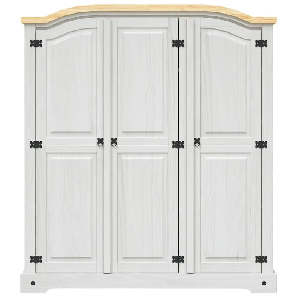 3-Door Wooden Wardrobe for Bedroom White Pine Cabinet Storage Armoire
