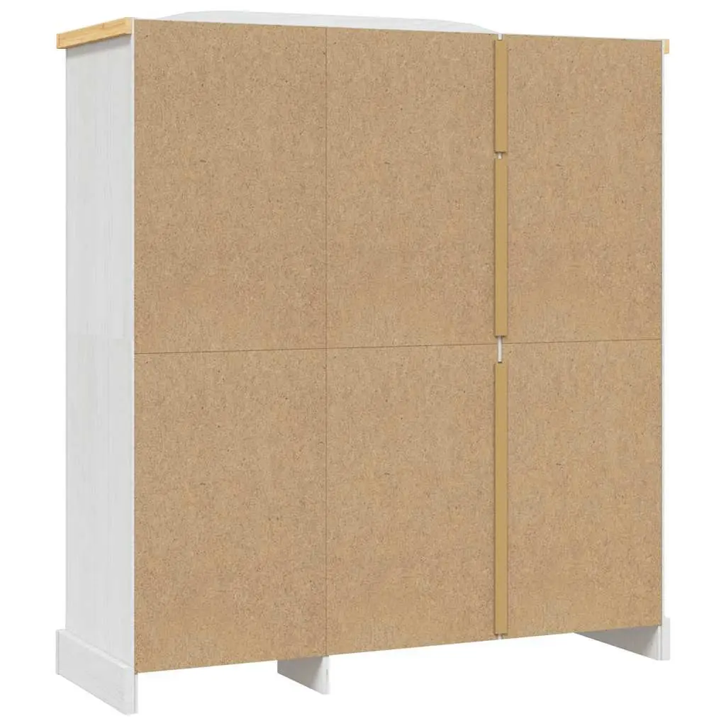 3-Door Wooden Wardrobe for Bedroom White Pine Cabinet Storage Armoire