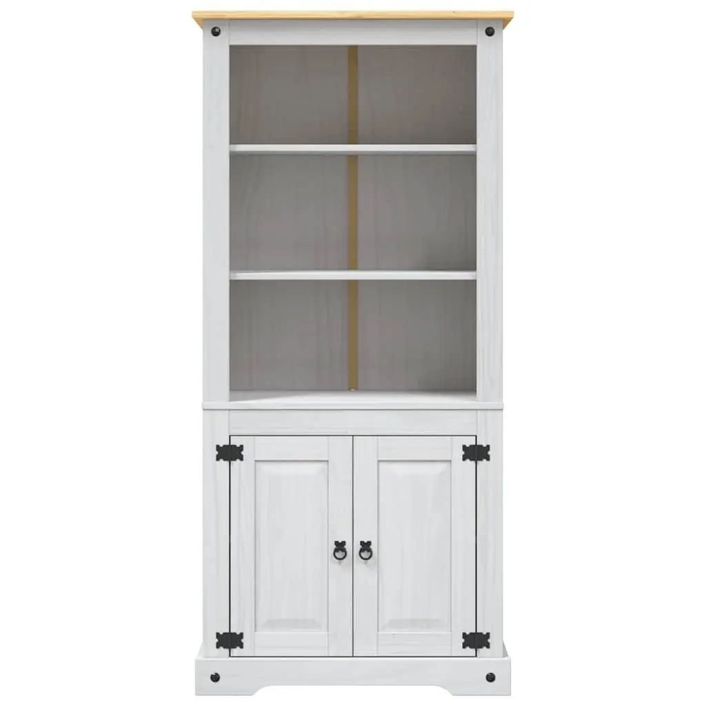 Storage Cabinet Living Room White Solid Pinewood Open Shelves Display Unit