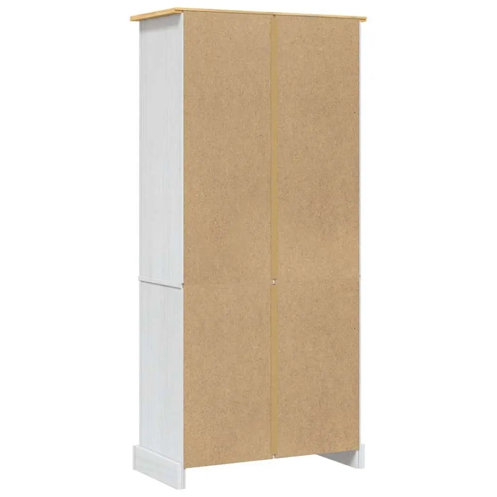 Storage Cabinet Living Room White Solid Pinewood Open Shelves Display Unit