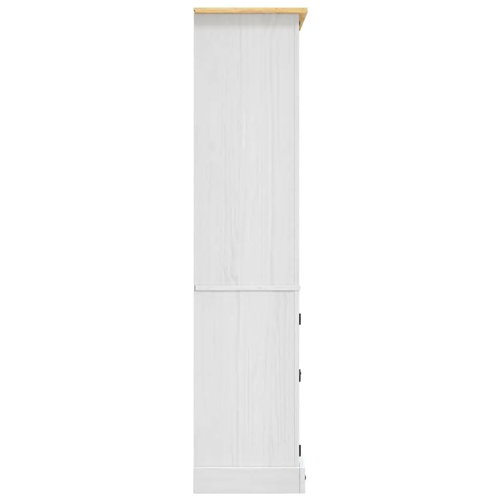 Storage Cabinet Living Room White Solid Pinewood Open Shelves Display Unit