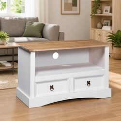 TV Cabinet White 91x43x56cm Wooden Storage Unit Living Room Furniture