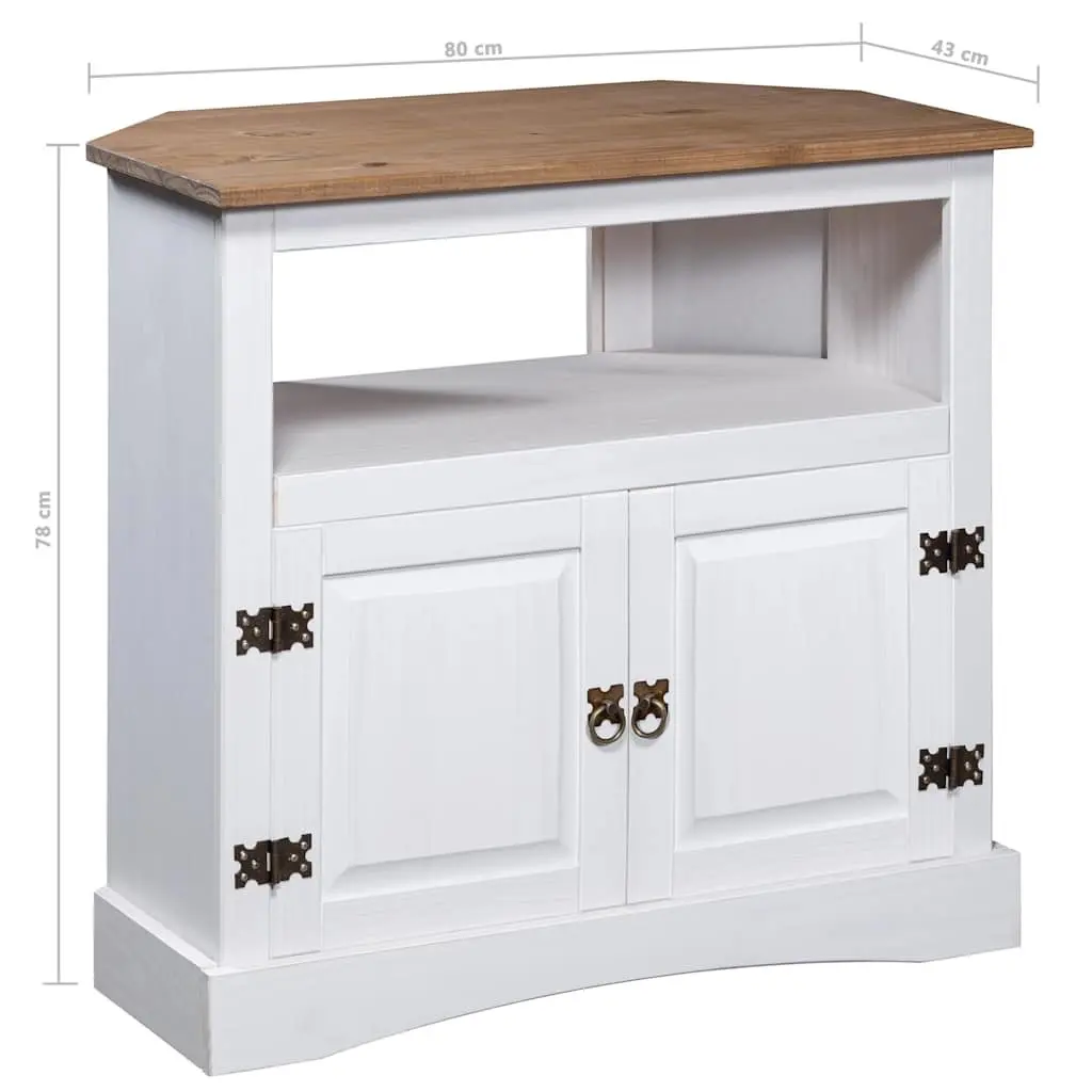 Console Table Mexican Pine White Side Cabinet End Table 80x43x78cm