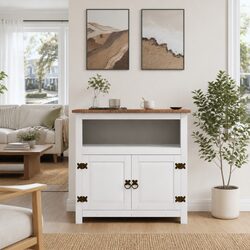 TV Cabinet White Mexican Style Living Room Entertainment Unit Storage Furniture