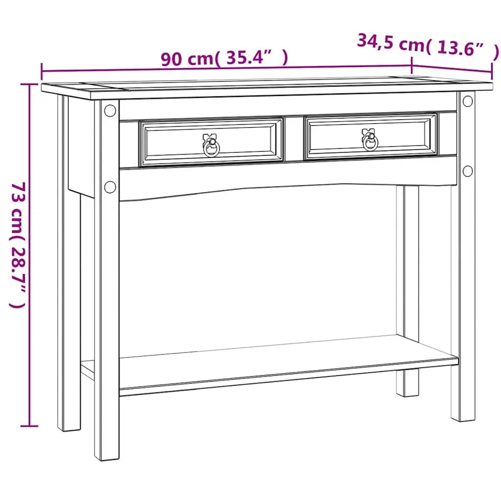 Console Table Living Room White Mexican Corona Style 90 x 34.5 x 73 cm
