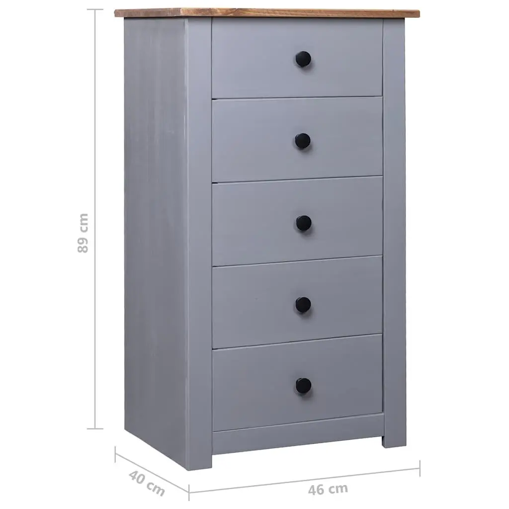 Sideboard Cabinet Grey 5 Drawer Storage Unit Living Room Bedroom Furniture