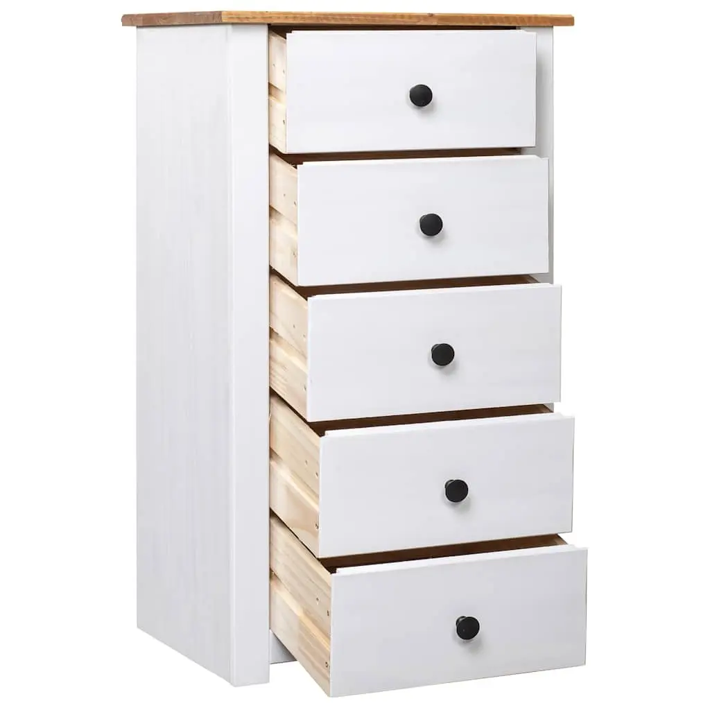 5 Drawer White Sideboard in Solid Pinewood