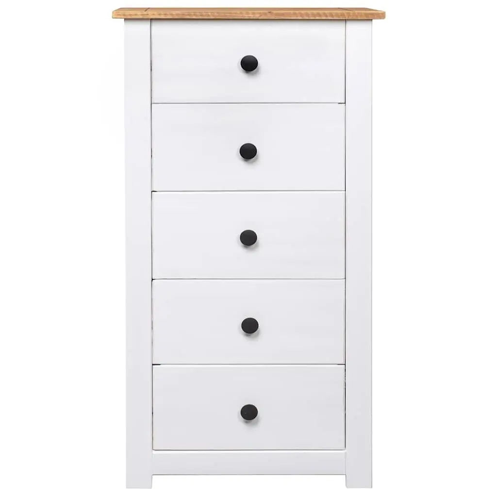 5 Drawer White Sideboard in Solid Pinewood