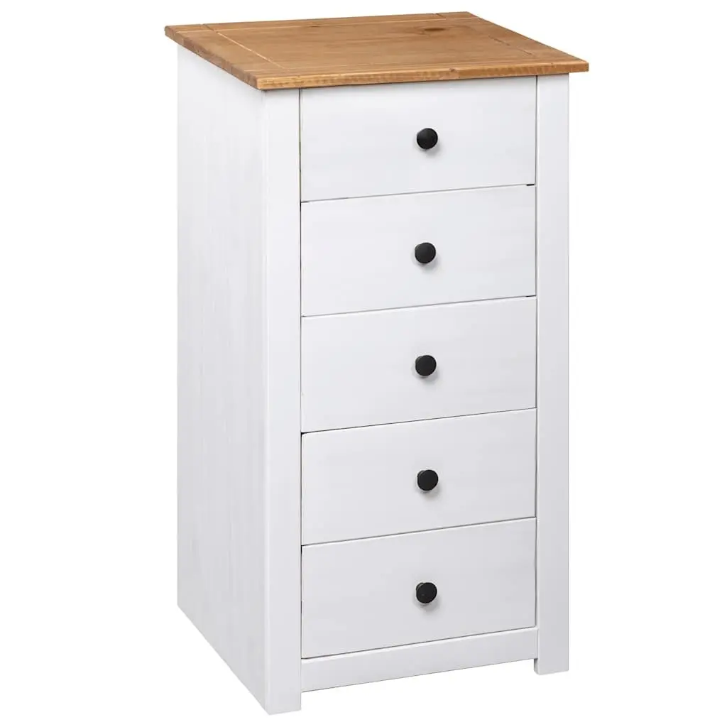 5 Drawer White Sideboard in Solid Pinewood