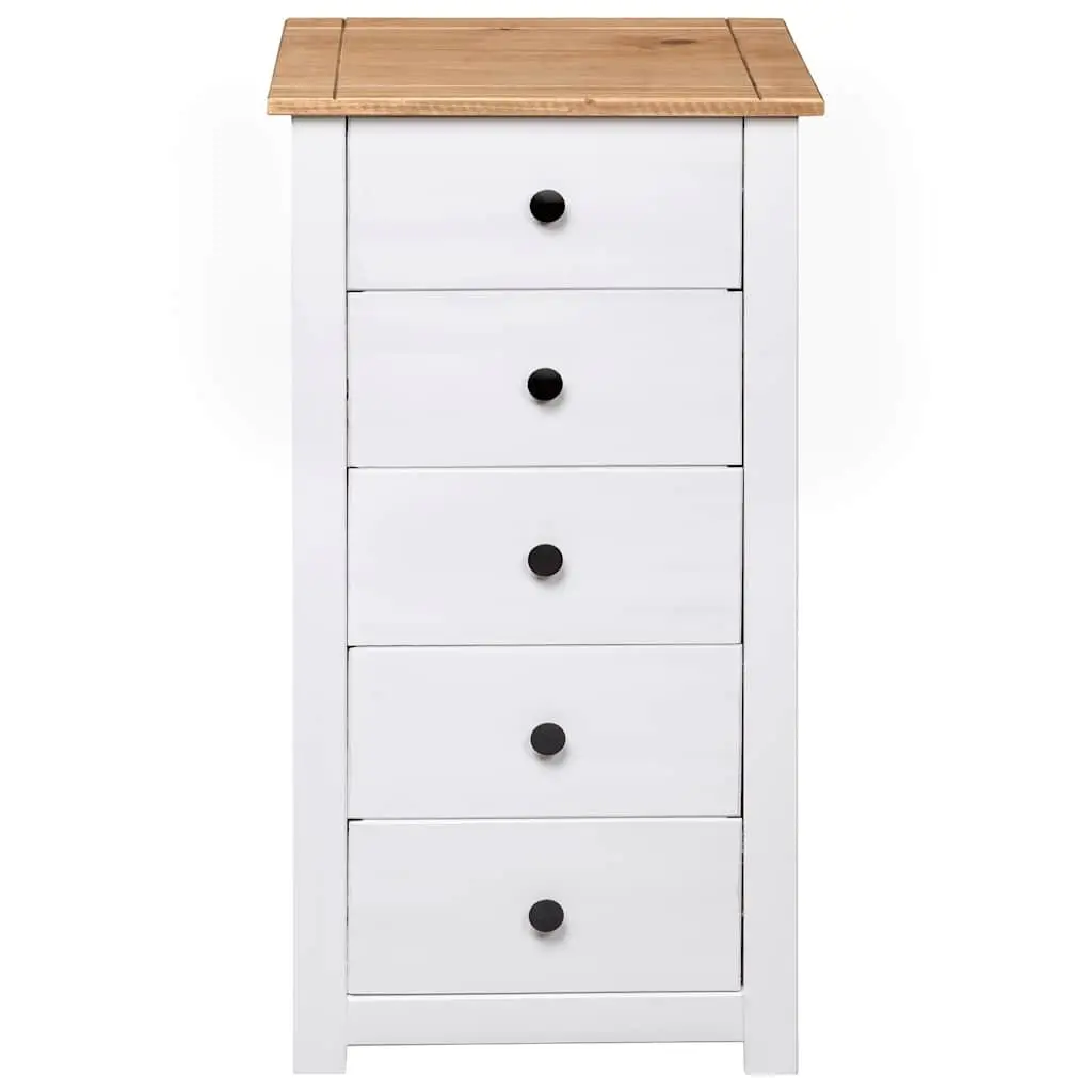 5 Drawer White Sideboard in Solid Pinewood