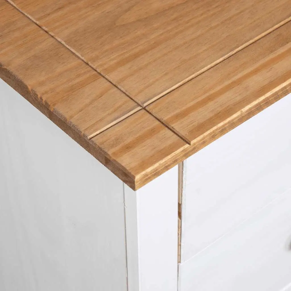 5 Drawer White Sideboard in Solid Pinewood