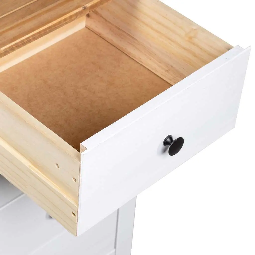 5 Drawer White Sideboard in Solid Pinewood