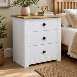 Wooden Bedside Cabinet – 46x40x57cm with 3 Drawers