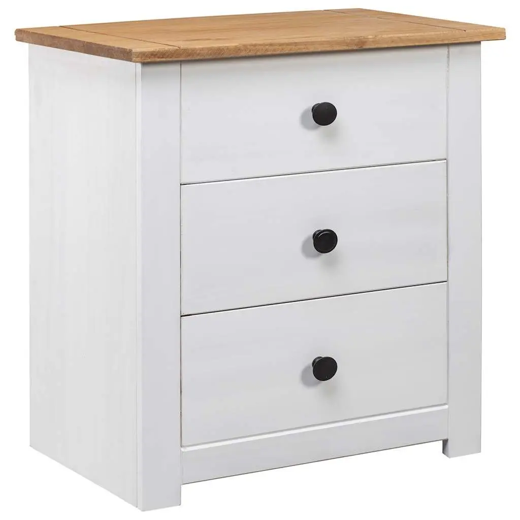 Wooden Bedside Cabinet White 46x40x57cm Nightstand 3 Drawer Storage Chest