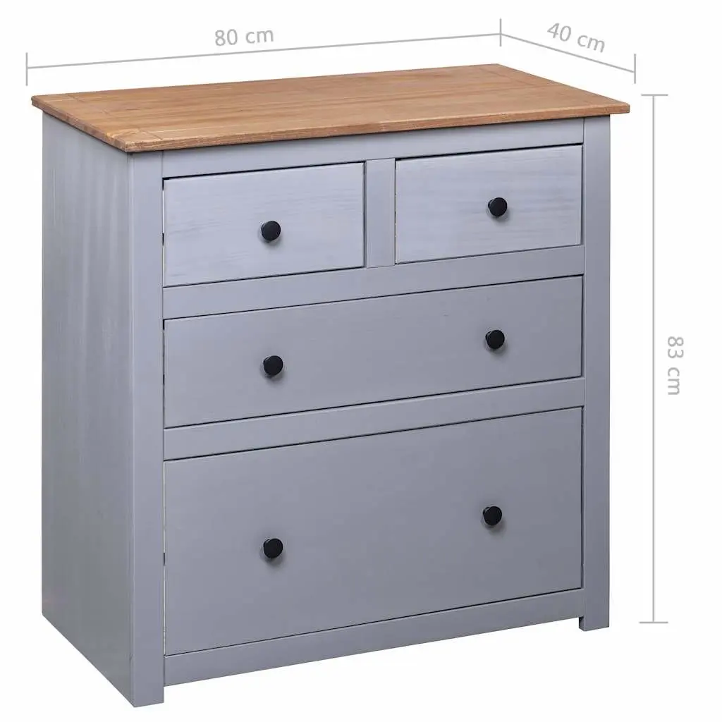Solid Pinewood Grey Sideboard, 80L x 40W x 83H cm