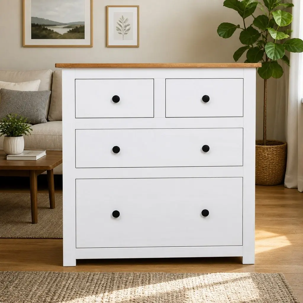 White Wooden Sideboard Storage Cabinet for Home 80W x 40D x 83H cm