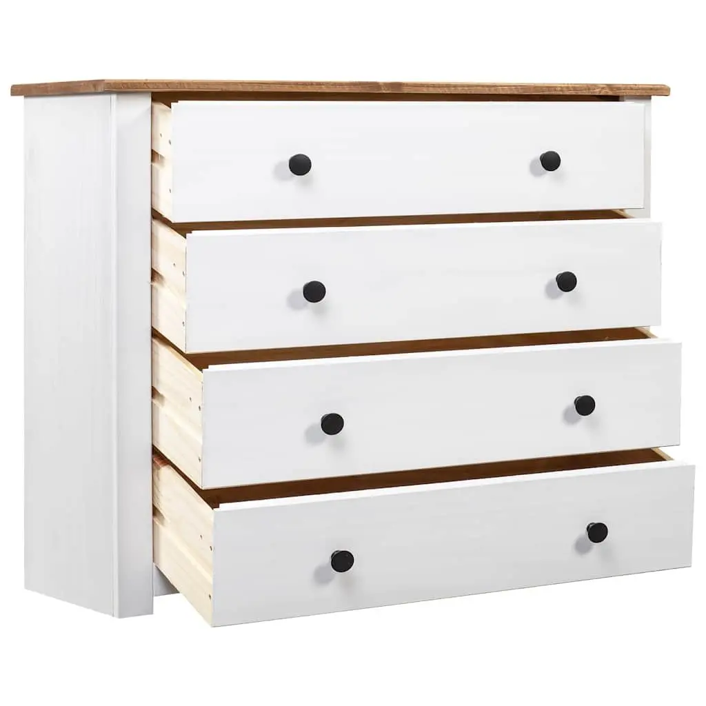 White Pine Side Cabinet 80x40x73cm with 4 Drawers